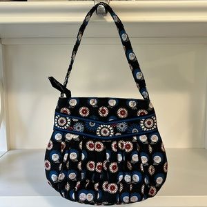 Vera Bradley Night Owl Pleated Hannah Navy Blue Bag Like New